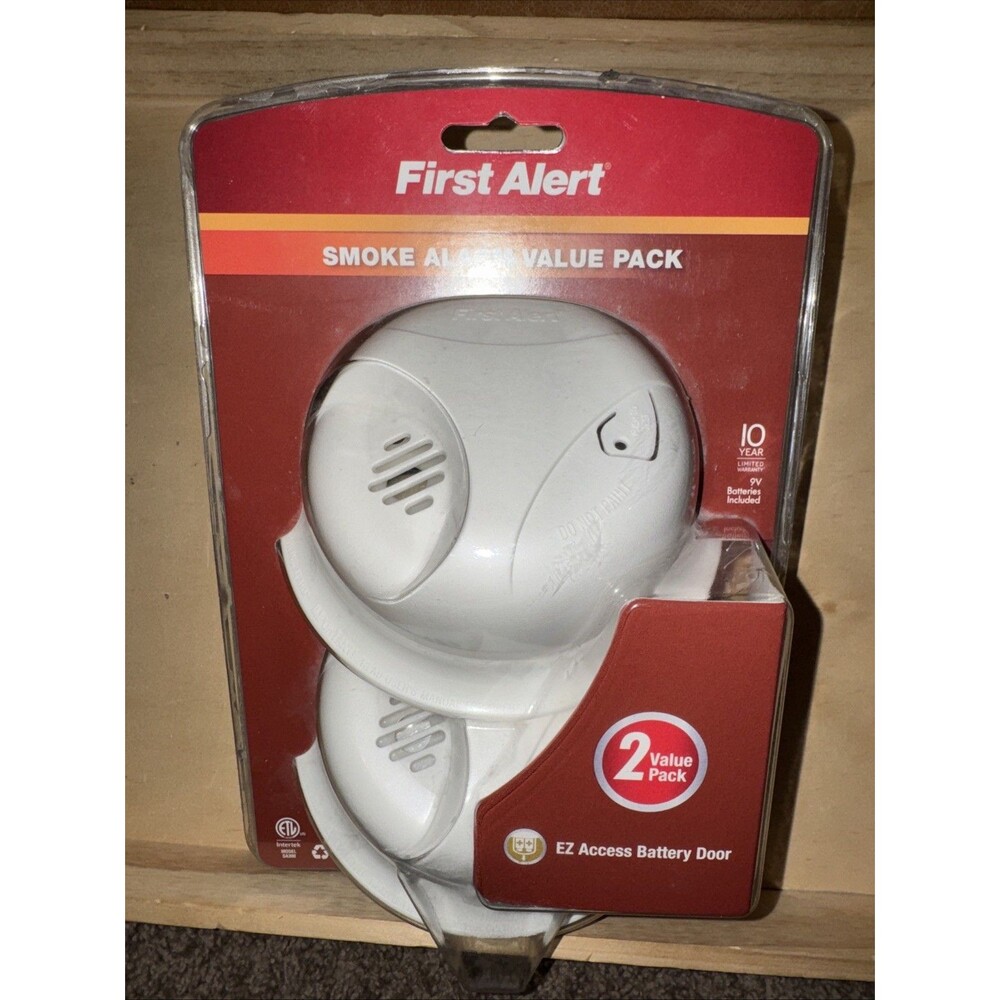 First Alert Ionization Smoke Alarm 2-Pack Battery Operated Slide-Out Drawer